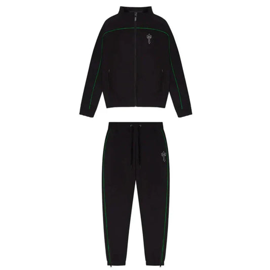 Mens Black/Green Arch Panel Shellsuit "TStar"