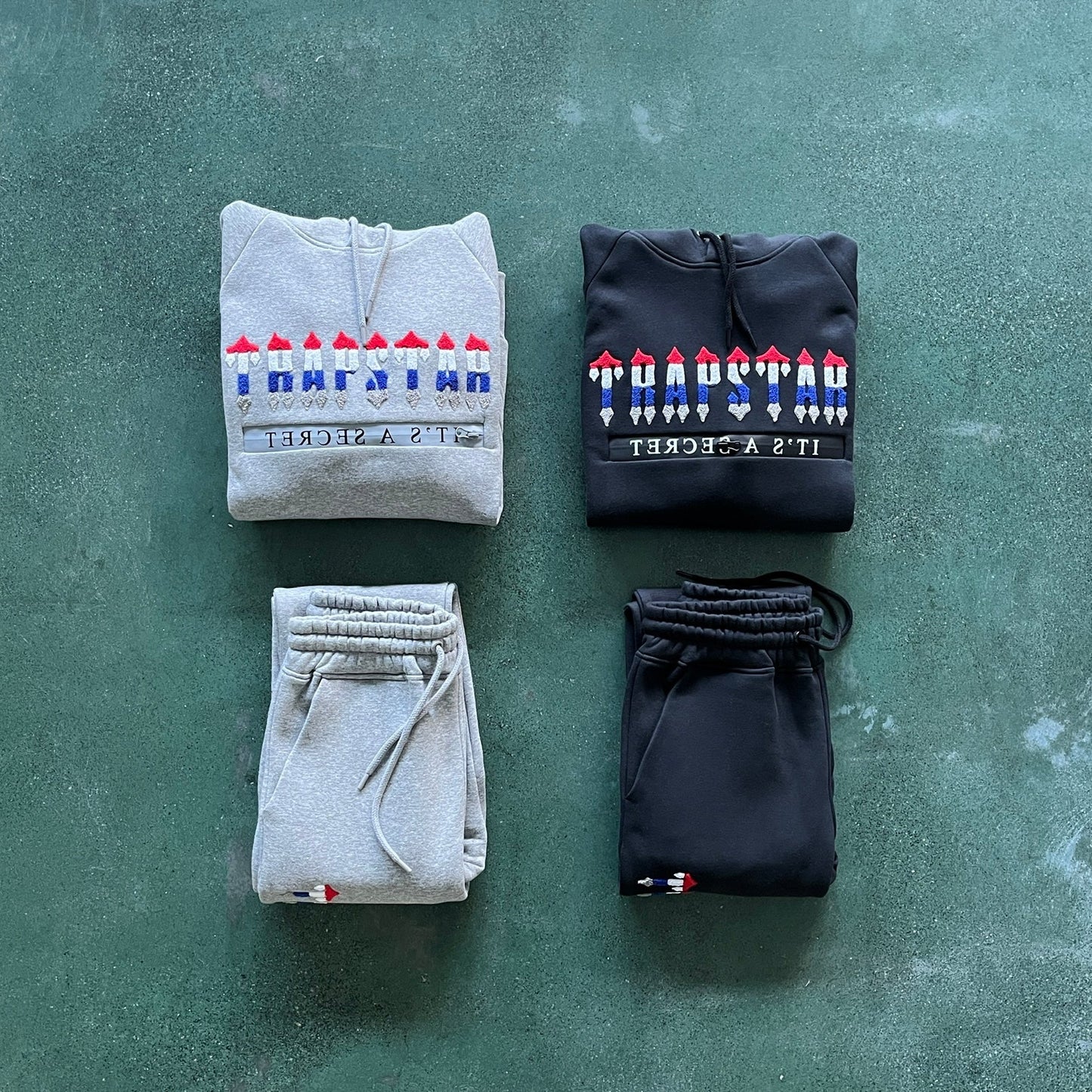 mens 2.0 grey/white/blue/red chenille decoded hooded tracksuit "tstar"