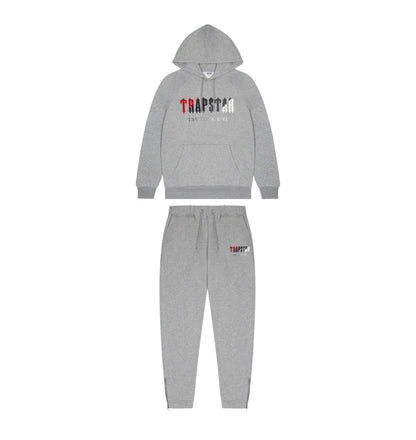 Mens Grey/Red Chenille Decoded Hooded Tracksuit "TStar"