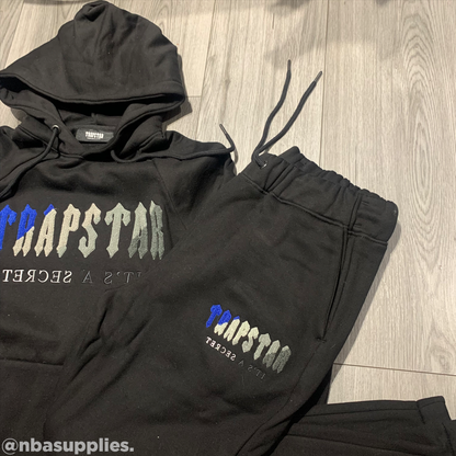 Mens Black/Blue Chenille Decoded Hooded Tracksuit "TStar"